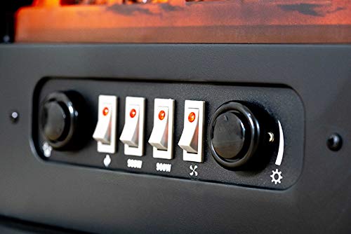 ECO-DE Chimenea eléctrica, Calefactor 900/1800 Watts con termostato Regulable, Efecto Fuego Real con Leña Decorativa y Llamas Regulables y Libre de Humos ECO-CHI-522