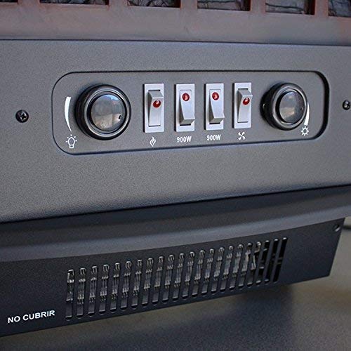 ECO-DE Chimenea eléctrica, Calefactor 900/1800 Watts con termostato Regulable, Efecto Fuego Real con Leña Decorativa y Llamas Regulables y Libre de Humos ECO-CHI-522