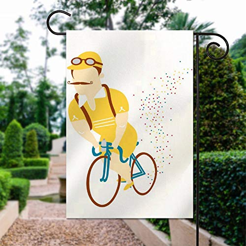 ECONG Tous Fous Du Tour! Jardín Bandera Logotipo Colorido Impresión a Doble Cara Decoración Patio Casa Casa Villa Granja Al Aire Libre Regalo Exterior