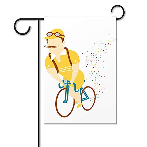 ECONG Tous Fous Du Tour! Jardín Bandera Logotipo Colorido Impresión a Doble Cara Decoración Patio Casa Casa Villa Granja Al Aire Libre Regalo Exterior