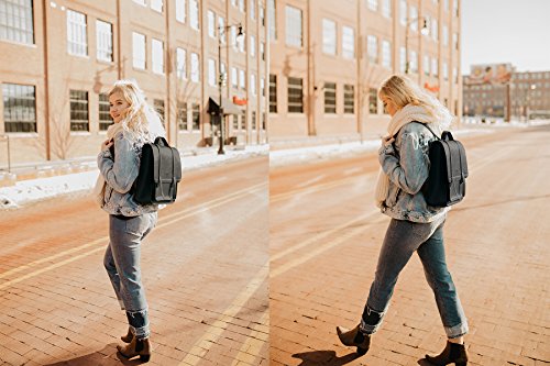 ECOSUSI Mochila Pase de Mujeres Impermeable Mochila para Portátil con Bolso Desmontable Bolso de maletín de Cuero Suave de 13 Pulgadas Ordenador Portátil Mochila de Daypacks Negocios Negro