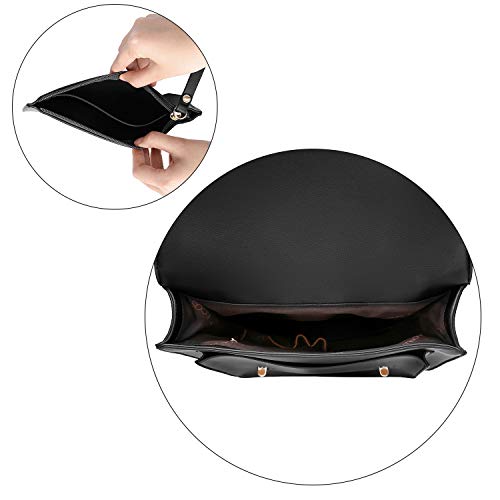 ECOSUSI Mochila Pase de Mujeres Impermeable Mochila para Portátil con Bolso Desmontable Bolso de maletín de Cuero Suave de 13 Pulgadas Ordenador Portátil Mochila de Daypacks Negocios Negro