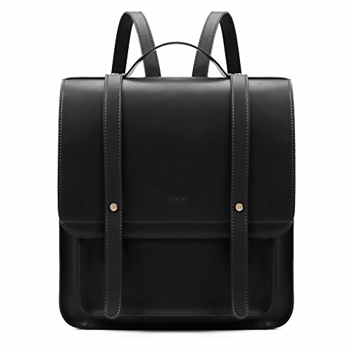 ECOSUSI Mochila Pase de Mujeres Impermeable Mochila para Portátil con Bolso Desmontable Bolso de maletín de Cuero Suave de 13 Pulgadas Ordenador Portátil Mochila de Daypacks Negocios Negro