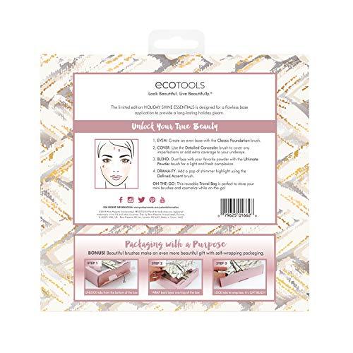 Ecotools - Juego de brochas de maquillaje para rostro - 110 g