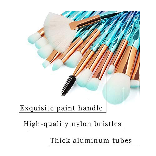 Edary brochas de maquillaje profesional con mango de diamante 21 piezas brochas de maquillaje de sirena brochas de maquillaje colorete base de sombra de ojos herramientas de belleza