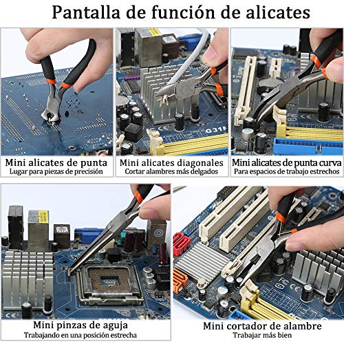 E·Durable 5pcs 125mm Alicates tenaza Para el mantenimiento diario industrial, electromecánico, instrumentación, herramientas de reparación de electrodomésticos