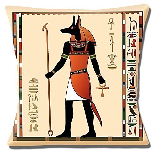 egipcio Dios Chacal Cabeza Man 'Anubis' beige crema multi - 16" (40cm) Funda De Cojín