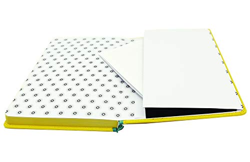 EJRange - Diario con forro de tapa dura de piel sintética, cierre elástico, compartimento interior, 192 páginas (amarillo)