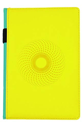 EJRange - Diario con forro de tapa dura de piel sintética, cierre elástico, compartimento interior, 192 páginas (amarillo)