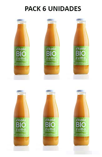 Ekolo Zumo de Naranja Zanahoria Ecológico, 100% Exprimido, 6 Botellas x 750 ml,  4500 ml