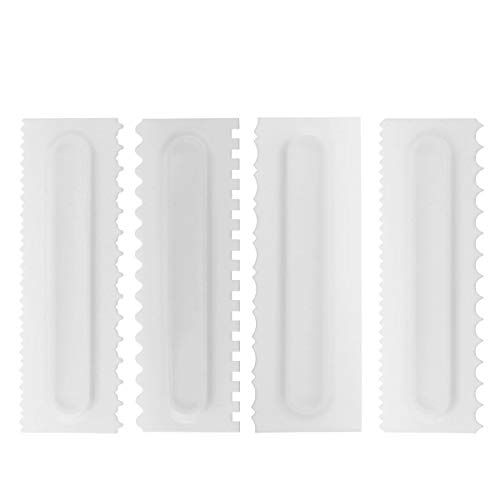 El bicarbonato de moldes 4pcs peine de la torta del raspador suave crema decoración de pasteles formación de hielo Peine del dulce de azúcar de repostería Espátula for hornear la torta herramienta de