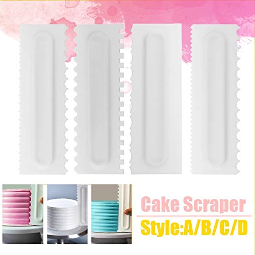 El bicarbonato de moldes 4pcs peine de la torta del raspador suave crema decoración de pasteles formación de hielo Peine del dulce de azúcar de repostería Espátula for hornear la torta herramienta de