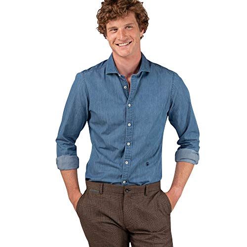 El Ganso Urban INTERSEASON Camisa casual, Azul (Denim 0012), Medium para Hombre