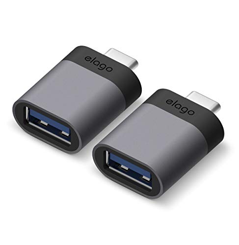 elago Mini Adaptador de Aluminio USB-C a USB 3.0 Hembra Compatible con MacBook Pro 2018/2017, MacBook Air 2018 y Otros Dispositivos con USB C [Exacto Coincidencia de Color con MacBook] - Gris Espacial