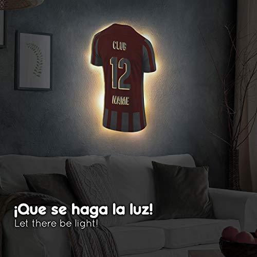 Elbeffekt Lámpara de Camiseta para los Fans del Bilbao Hecha de Madera - Regalo Personalizable - Regale su artículo Individual para Fans del Bilbao Hecho de Madera Real