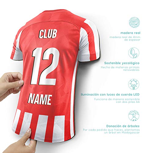 Elbeffekt Lámpara de Camiseta para los Fans del Bilbao Hecha de Madera - Regalo Personalizable - Regale su artículo Individual para Fans del Bilbao Hecho de Madera Real