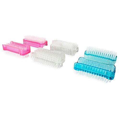 elbson uñas cepillo para la limpieza, 6 unidades con 3 diferentes colores – Cepillo de lavado a mano – Dos diferentes cerdas con Dura y Suave – Laterales para bricolaje, mano, el baño, cocina