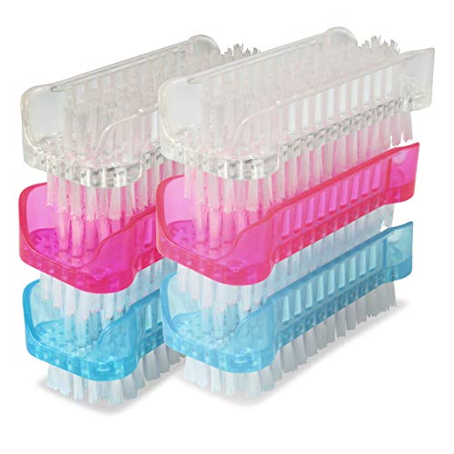 elbson uñas cepillo para la limpieza, 6 unidades con 3 diferentes colores – Cepillo de lavado a mano – Dos diferentes cerdas con Dura y Suave – Laterales para bricolaje, mano, el baño, cocina