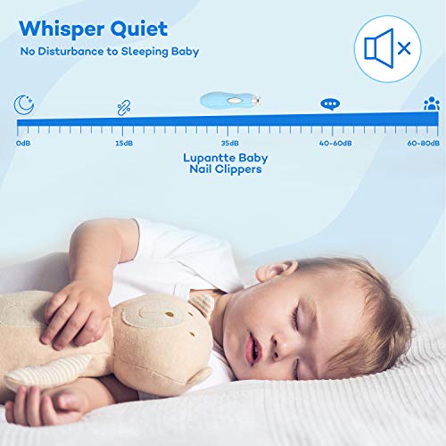Eléctrico Lima de uñas del bebé, Lupantte Set de Manicura y Pedicura para Bebé y Adultos para los dedos de los pies y las uñas, Lima Uñas,Cuidado, pulido y recorte, incluido 6 Cabezas de Limado
