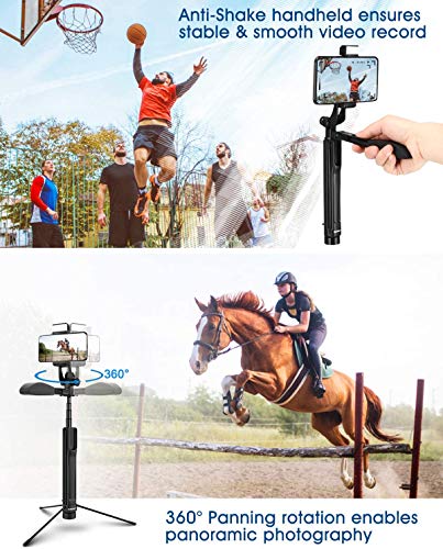 ELEGIANT Palo Selfie Trípode, Selfie Stick Bleutooth Móvil Aluminio 4-EN-1 Giratorio 360 ° con Mango Balance de Video + Control Remoto + Luz LED para Gopro, Teléfono Inteligente Menos de 6.8 Pulgadas