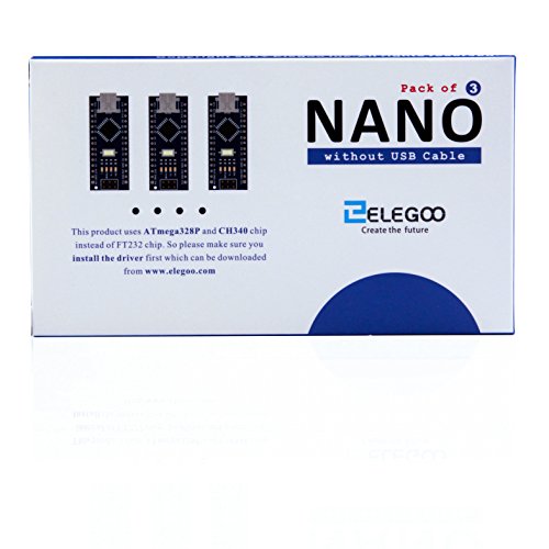 ELEGOO Nano V3.0 Placa CH340/ATmega328P Compatible con Arduino IDE Proyecto Nano V3.0 (Paquete de 3)