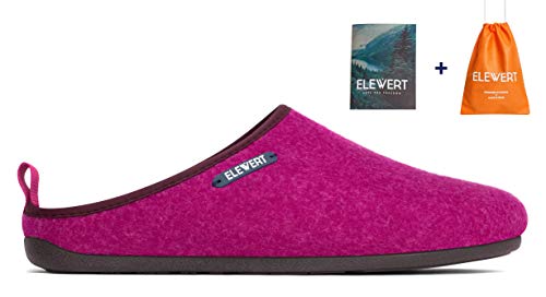 ELEWERT® - NATURAL-W1-M-FUCHSIA - Zapatillas para casa, Confort, Unisex, Interior, Exterior, Suela de Caucho, Plantilla extraíble reciclada, Designed IN Europe, Made IN Spain. Talla 41