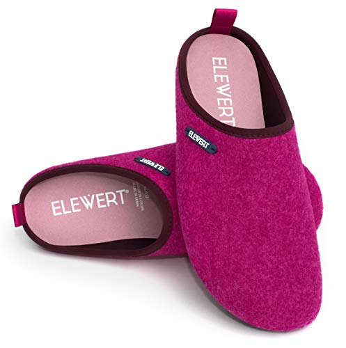 ELEWERT® - NATURAL-W1-M-FUCHSIA - Zapatillas para casa, Confort, Unisex, Interior, Exterior, Suela de Caucho, Plantilla extraíble reciclada, Designed IN Europe, Made IN Spain. Talla 41