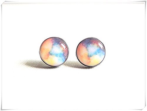 Elf House Pendientes para el día de la madre, diseño de galaxia cosmic galaxia, joyería de cristal de cúpula hecha a mano