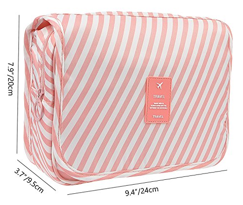 ElifeAcc Travel - Bolsa de baño Plegable, portátil, 7 litros, Raya Rosa