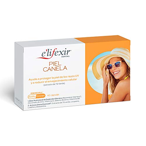 Elifexir Esenciall | Piel Canela | 40 Cápsulas para un Bronceado Duradero y Proteger Piel y Ojos