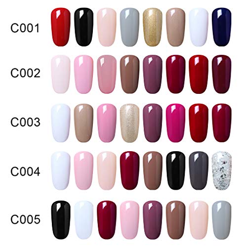 Elite99 Esmaltes Semipermanentes de Uñas en Gel UV LED, 8 Colores Kit de Esmaltes de Uñas de Color 001