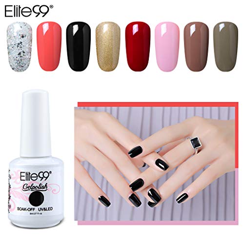 Elite99 Esmaltes Semipermanentes de Uñas en Gel UV LED, 8 Colores Kit de Esmaltes de Uñas de Color 001