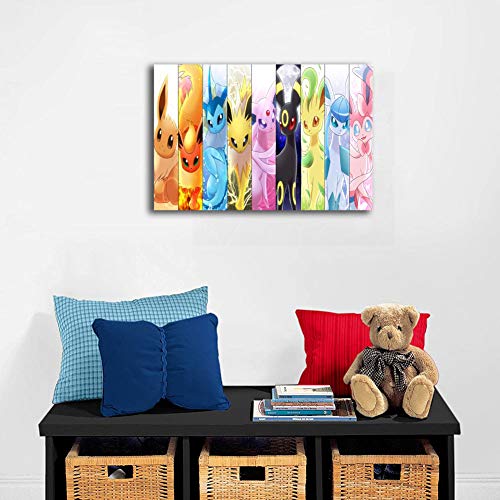 Elliot Dorothy Pokemon Anime Cartoon Modern Artwork Hand Painted Picture on Canvas for Office 16"x12", Unframed/Frameable