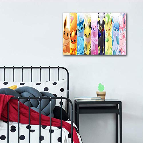 Elliot Dorothy Pokemon Anime Cartoon Modern Artwork Hand Painted Picture on Canvas for Office 16"x12", Unframed/Frameable