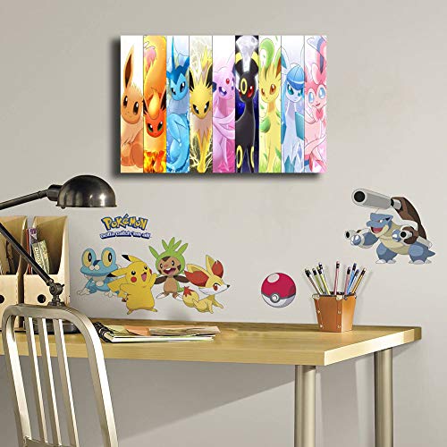 Elliot Dorothy Pokemon Anime Cartoon Modern Artwork Hand Painted Picture on Canvas for Office 16"x12", Unframed/Frameable