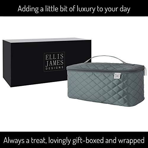 Ellis James Designs Travel Make Up Bag Large - Gris - Bolsas de maquillaje grandes para mujeres, Estuche de maquillaje grande, Bolsa de maquillaje de viaje, Bolsa de cosméticos de viaje