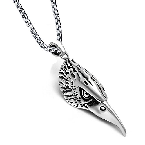Emma Gioielli - Collar para Mujer Hombre Unisex Cadena 50 cm en Acero DE ALTA CALIDAD y Colgante Cabeza de Aguila Real Rapaz Biker - Paquete Regalo
