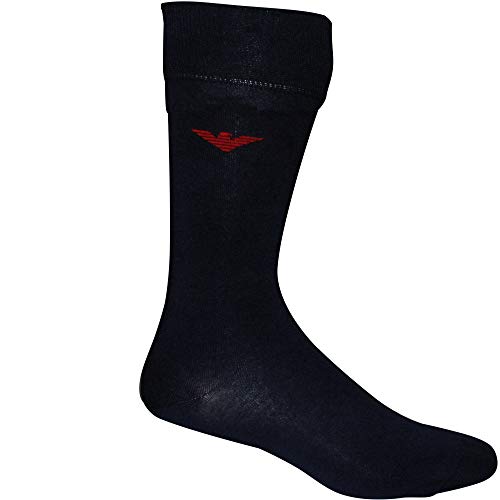 Emporio Armani 3-Pack Liso & Raya águila Logo Calcetines De Hombre, Marino/rojo Un Tamaño
