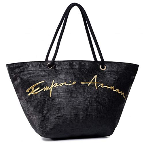 Emporio Armani Bolso o bandolera de playa hecho a mano artículo 262587 0P824 BAG BEACHWEAR - cm.60 x cm.32 x cm.30, 00020 Nero - Black, UNICA - ONE SIZE