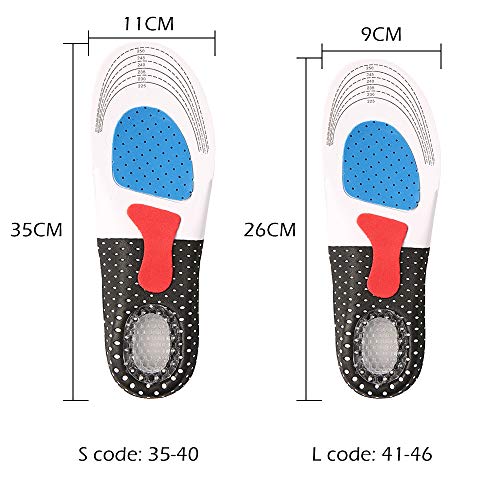 Enjoygoeu 2pc Plantillas Deportivas Ortopedicas Hombre para Fascitis Plantar,EVA Transpirable Absorción de golpes,para el Dolor de Talón, Corrección del Tobillo,Deportes (S)