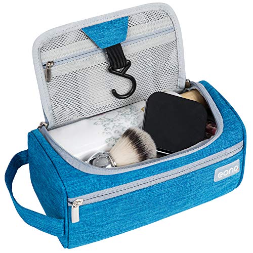 Eono by Amazon - Bolsa de Aseo Unisex, Neceser Maquillaje Grande con Gancho para Colgar, Bolso cosmético Impermeable Toiletry Bag, Wash Bag, Bolsa de Viaje y Bolsa de Lavado para Colgar, Azul