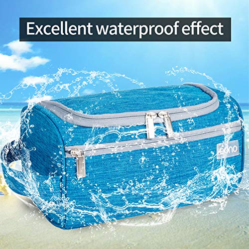 Eono by Amazon - Bolsa de Aseo Unisex, Neceser Maquillaje Grande con Gancho para Colgar, Bolso cosmético Impermeable Toiletry Bag, Wash Bag, Bolsa de Viaje y Bolsa de Lavado para Colgar, Azul