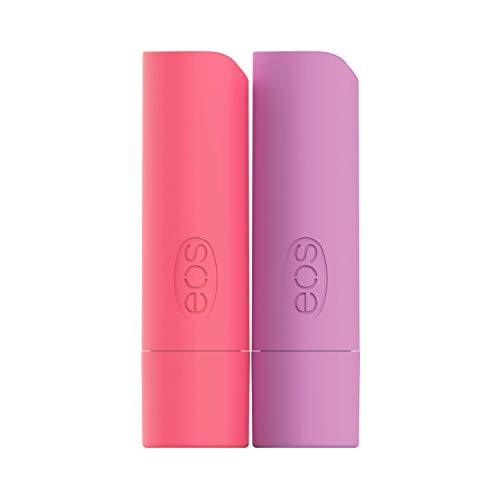 Eos Bálsamo labial de karité súper suave – Melocotón de fresa y malvavisco tostado, hidratación de 24 horas, cuidado de los labios para hidratar los labios secos, sin gluten, 4 g | 2 unidades