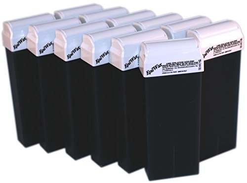 Epilwax Kit Depilacion Calentador de Cera Roll On Tibia Fundidor Electrico Profesional Easy Wax Depilación con Bandas : con 12 Cartuchos roll-on de Cera Azuleno de 100 ml, 1 Paquete de 100 Bandas Depilatorias y una botella de 250 ml de aceite post- Depila