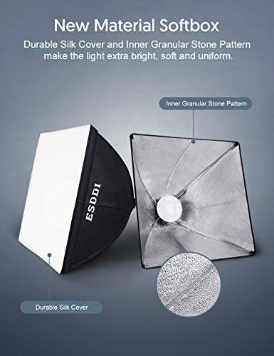 ESDDI Softbox Fotografia Iluminacion Kit con 2 LED Bombillas de Luz, 2 Softbox 50x50cm, 2 Tripodes Luz Continua para Estudio Fotográfico Profesional Conjunto