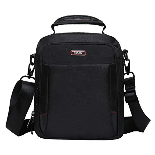 Eshow Bolsos Bandolera a Hombro Negro para Hombres de Nylon Viaje Casual Oficina Shoppers