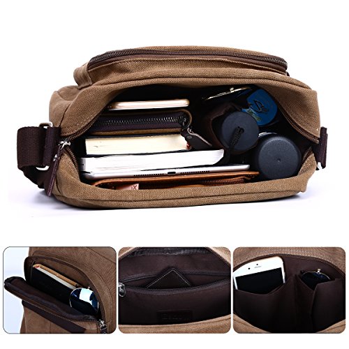 Eshow Bolsos Bandolera a Hombro Tela de Lona para Hombres Viaje Casual Oficina Uso Diario