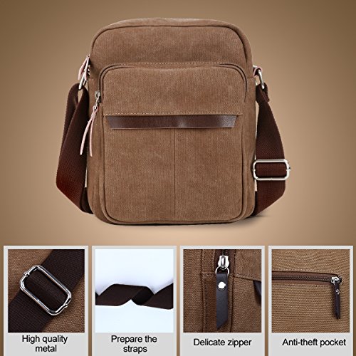 Eshow Bolsos Bandolera a Hombro Tela de Lona para Hombres Viaje Casual Oficina Uso Diario