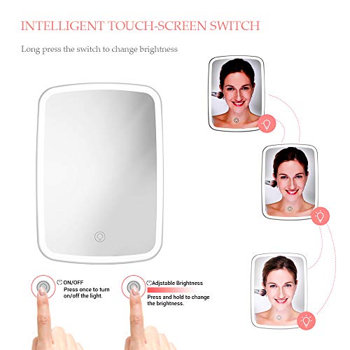 Espejo Maquillaje con Luz LED,Espejo Cosmético de Mesa Pantalla Táctil en Iluminacíon 33 Led,Recargable USB , Adjustable 130º Regalo para Mujeres