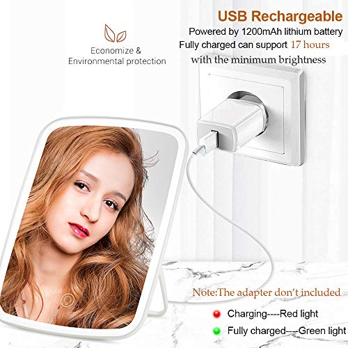 Espejo Maquillaje con Luz LED,Espejo Cosmético de Mesa Pantalla Táctil en Iluminacíon 33 Led,Recargable USB , Adjustable 130º Regalo para Mujeres
